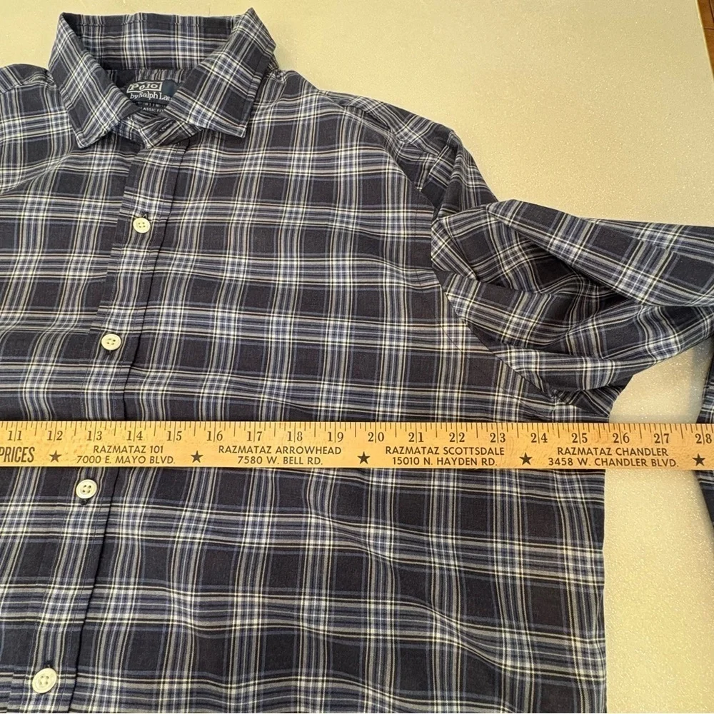 NWT Polo by Ralph Lauren Men’s Button Down Dress Shirt Blue Plaid 100% Cotton